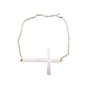JCM Bracelet Sideways Cross Religious Faith Sterling Silver 8 inches